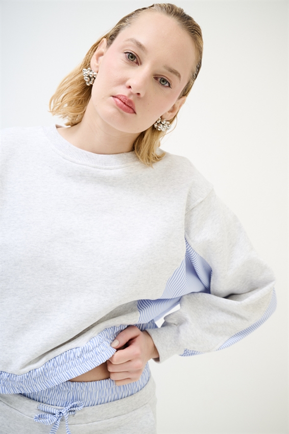 FELPA CON INSERTI RIGATI IN POPELINE