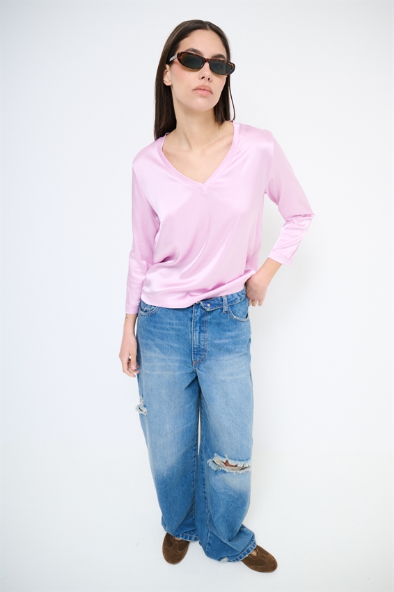 MAGLIA MANICA 3/4 IN RASO SCOLLO V