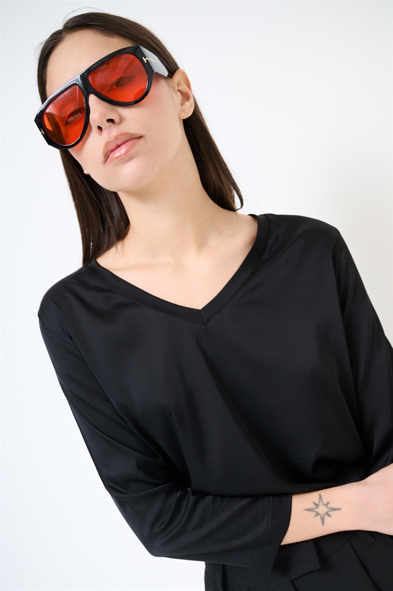 MAGLIA MANICA 3/4 IN RASO SCOLLO V