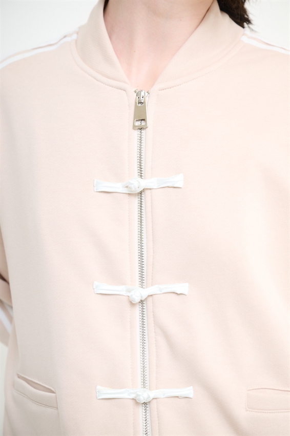 FELPA ZIP CON BANDE BIANCHE E ALAMARI