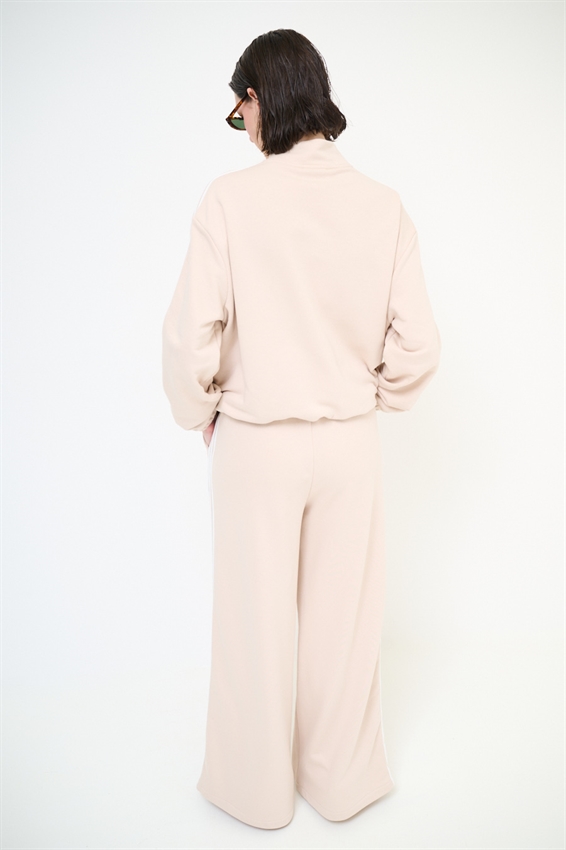 FELPA ZIP CON BANDE BIANCHE E ALAMARI