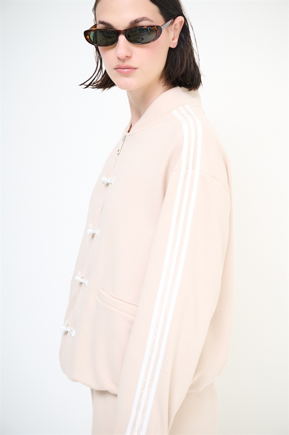 FELPA ZIP CON BANDE BIANCHE E ALAMARI