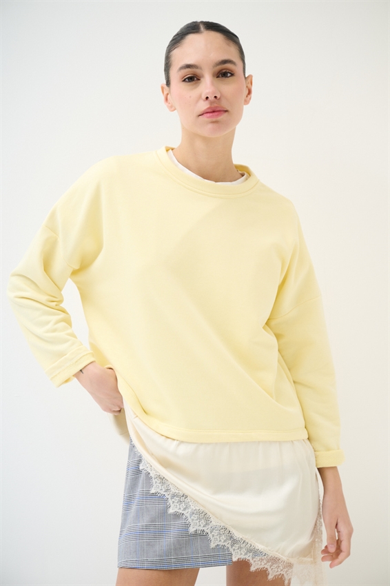 FELPA OVER CON RASO E PIZZO ASIMMETRICO