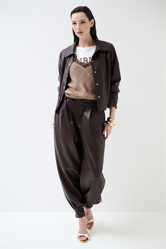 PANTALONE BALLOON ECOPELLE CON BOTT. SU FONDO