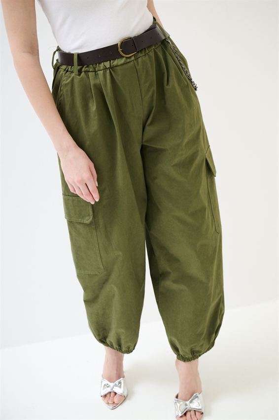 PANTALONE CARGO CON ELASTICO E CINTURA