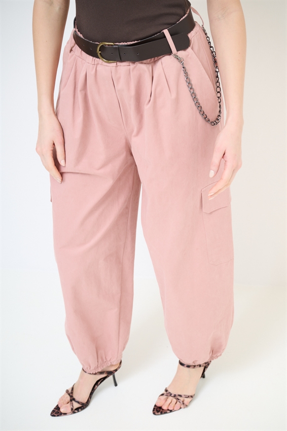 PANTALONE CARGO CON ELASTICO E CINTURA