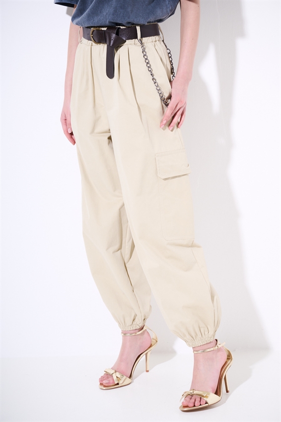 PANTALONE CARGO CON ELASTICO E CINTURA