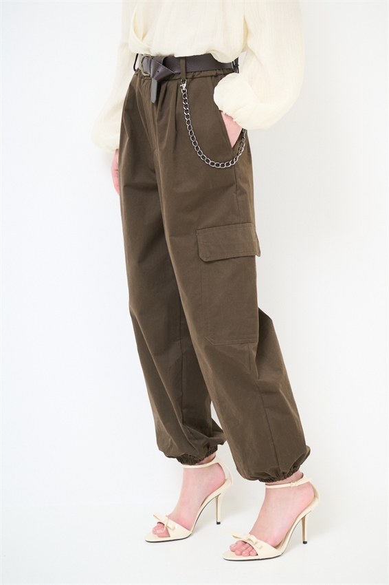 PANTALONE CARGO CON ELASTICO E CINTURA