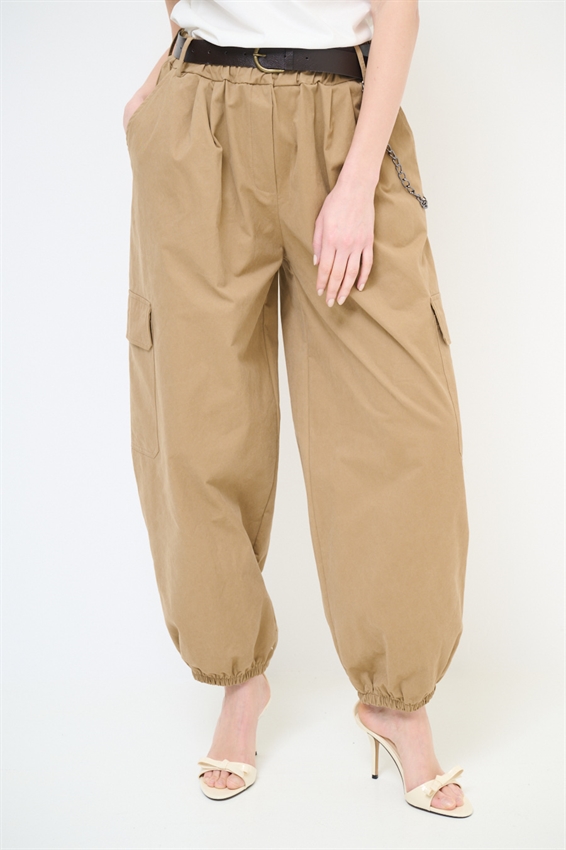 PANTALONE CARGO CON ELASTICO E CINTURA
