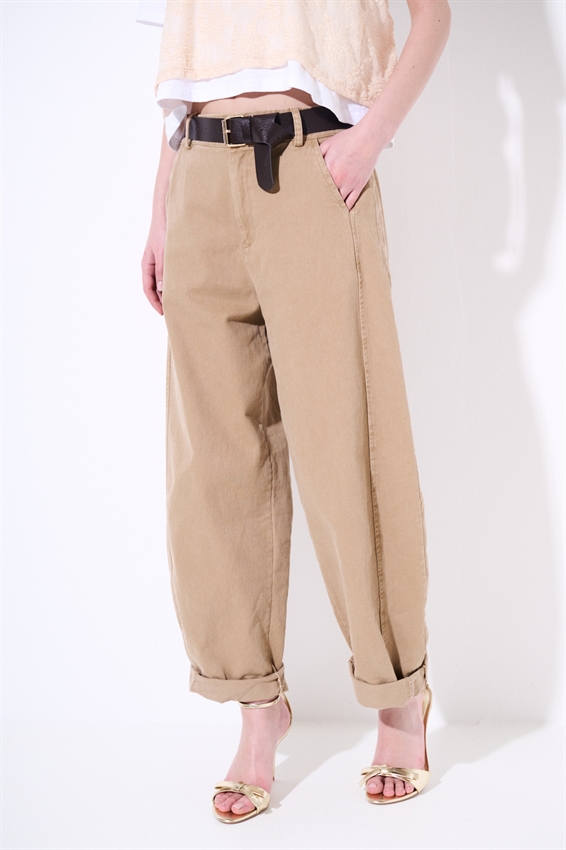 PANTALONE OVETTO DRILL LAVATO + CINTURA