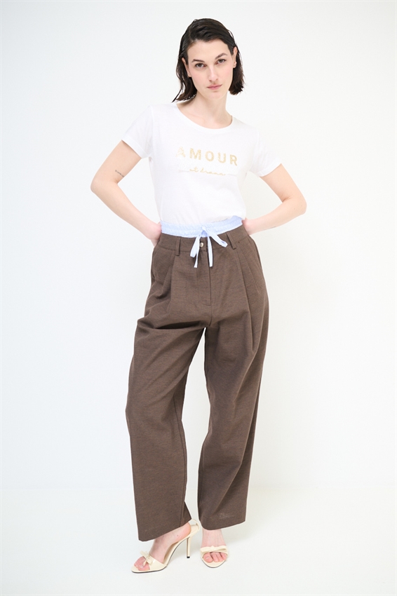 PANTALONE CON CINTURINO A RIGHE ELASTICO