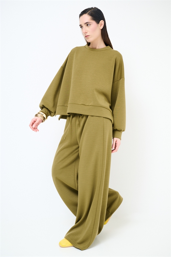 PANTAPALAZZO IN FELPA MODAL CON COULISSE