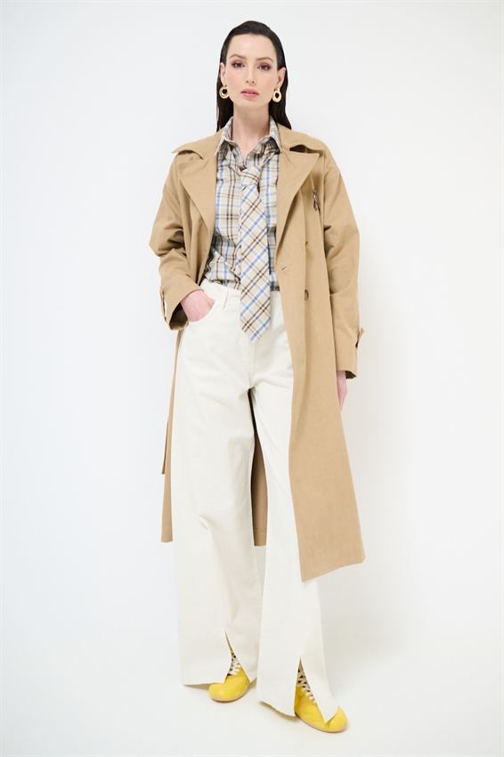 PANTALONE DRITTO CON SPACCHI IN GABARDINA MEDIA