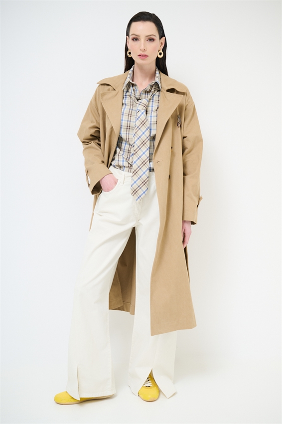 PANTALONE DRITTO CON SPACCHI IN GABARDINA MEDIA