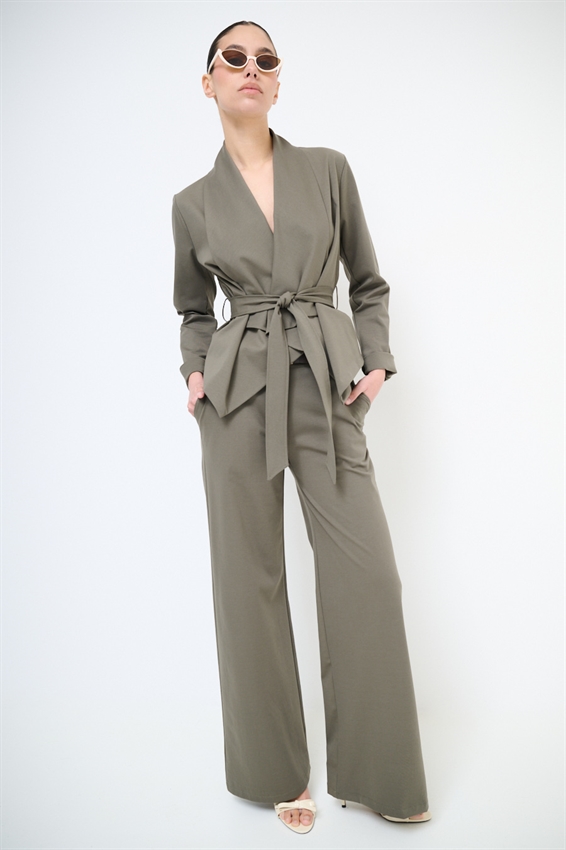 PANTA PALAZZO CON CINTURA IN PUNTO MILANO