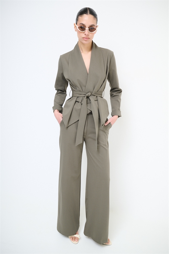 PANTA PALAZZO CON CINTURA IN PUNTO MILANO