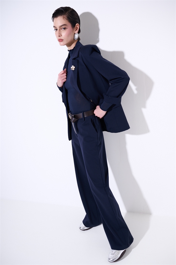 PANTA PALAZZO CON CINTURA IN PUNTO MILANO