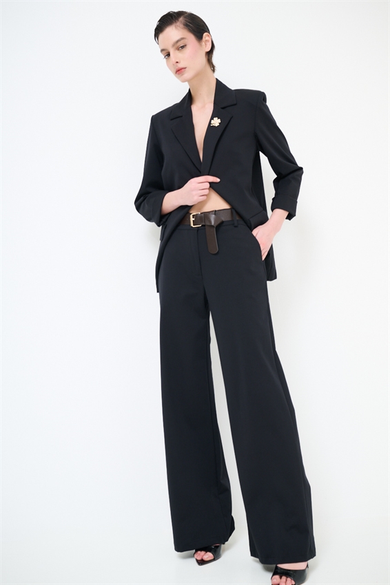 PANTA PALAZZO CON CINTURA IN PUNTO MILANO