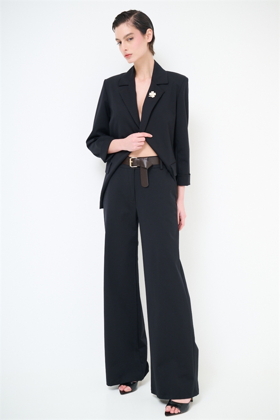 PANTA PALAZZO CON CINTURA IN PUNTO MILANO