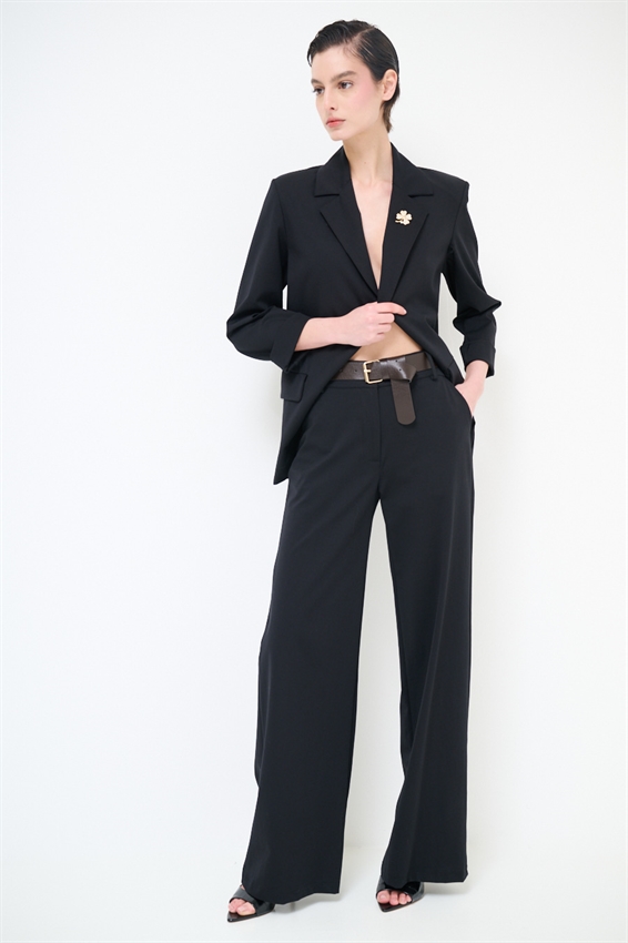 PANTA PALAZZO CON CINTURA IN PUNTO MILANO