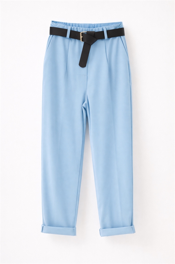 PANTALONE OVETTO PUNTO MILANO CON PINCES E CINTURA