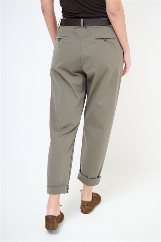 PANTALONE OVETTO PUNTO MILANO CON PINCES E CINTURA