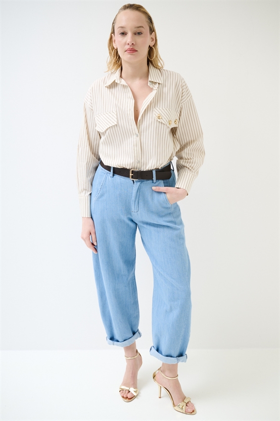 PANTA BALLOON CON TAGLI SUL FIANCO