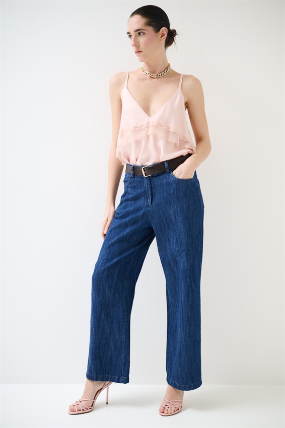 PANTALONE GAMBA DRITTA IN DENIM CON CINTURA