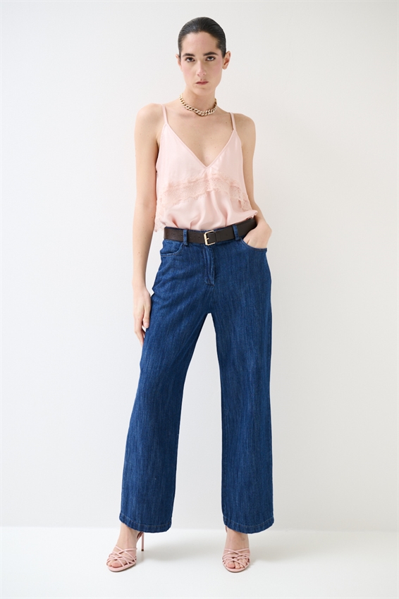 PANTALONE GAMBA DRITTA IN DENIM CON CINTURA