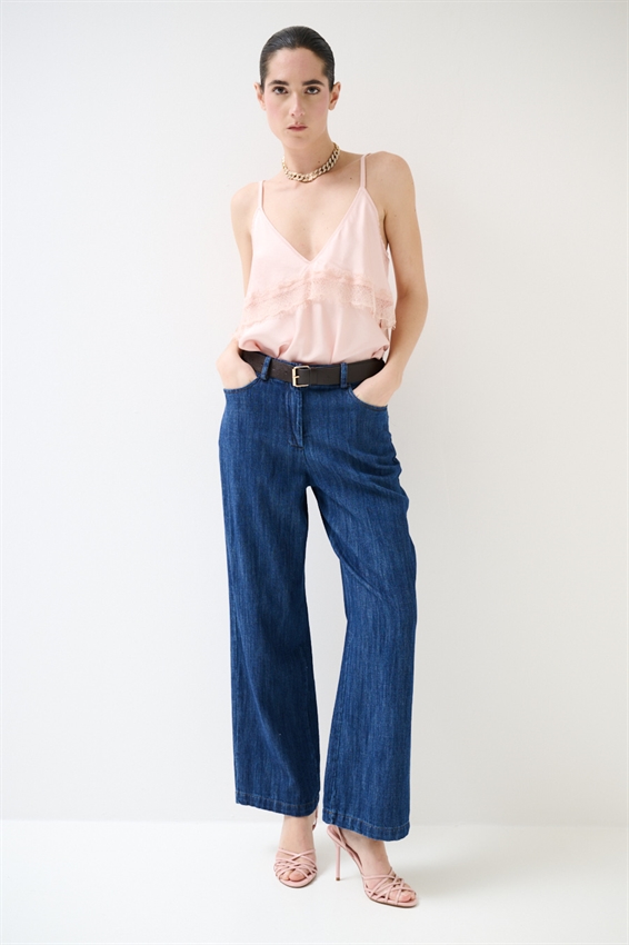 PANTALONE GAMBA DRITTA IN DENIM CON CINTURA
