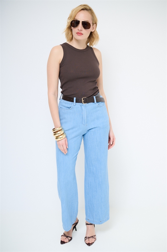 PANTALONE GAMBA DRITTA IN DENIM CON CINTURA