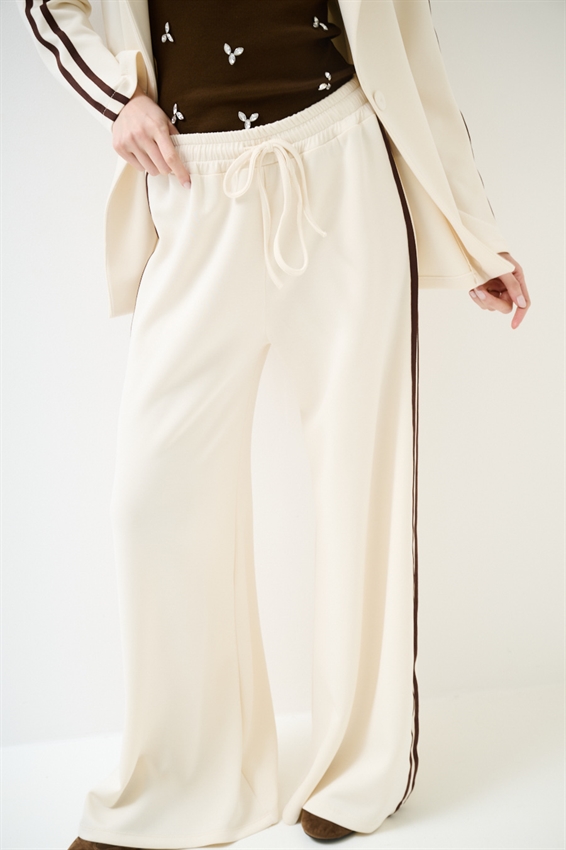 PANTALONE LARGO CON BANDE VISCOSA MODAL