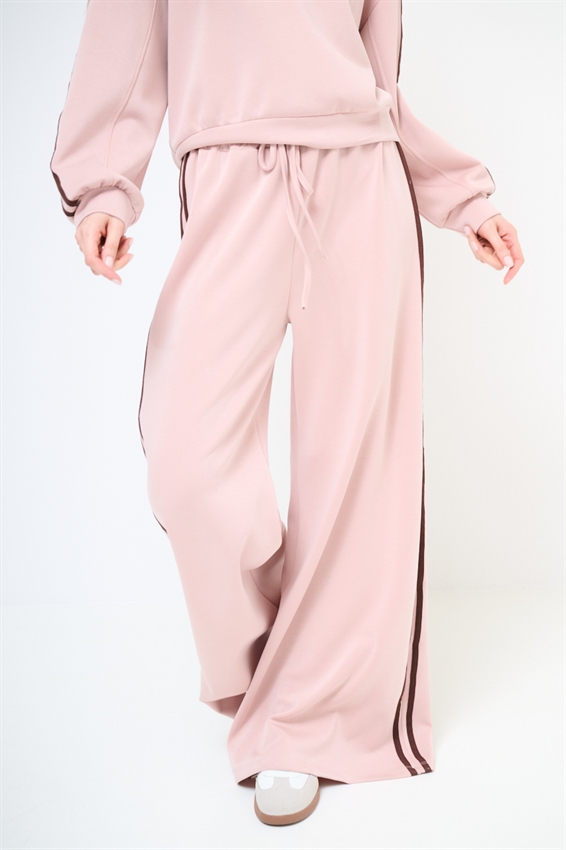 PANTALONE LARGO CON BANDE VISCOSA MODAL