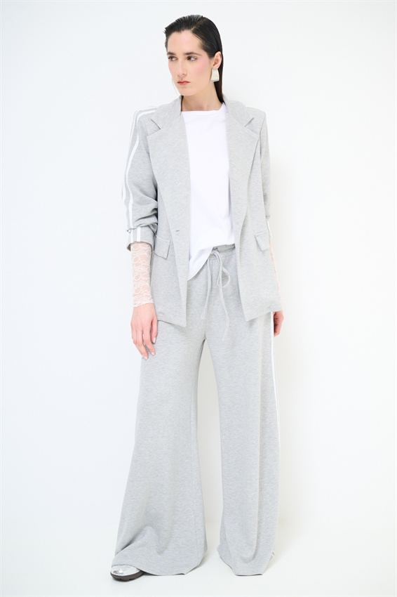 PANTALONE LARGO CON BANDE VISCOSA MODAL