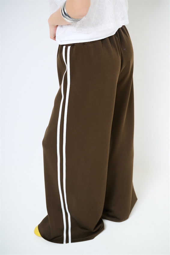 PANTALONE LARGO CON BANDE VISCOSA MODAL