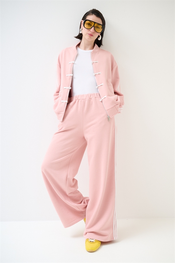 PANTALONE FELPA A PALAZZO CON BANDE