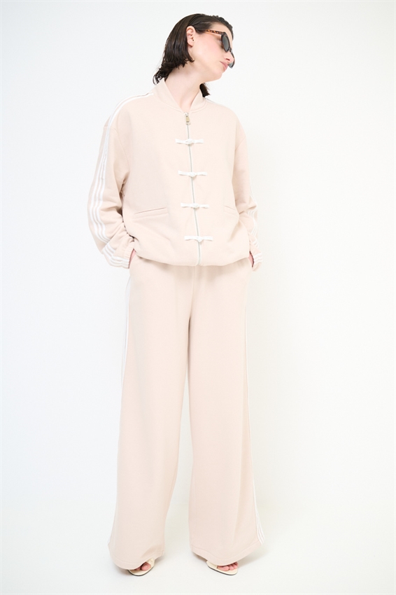 PANTALONE FELPA A PALAZZO CON BANDE