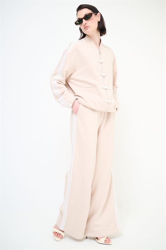 PANTALONE FELPA A PALAZZO CON BANDE