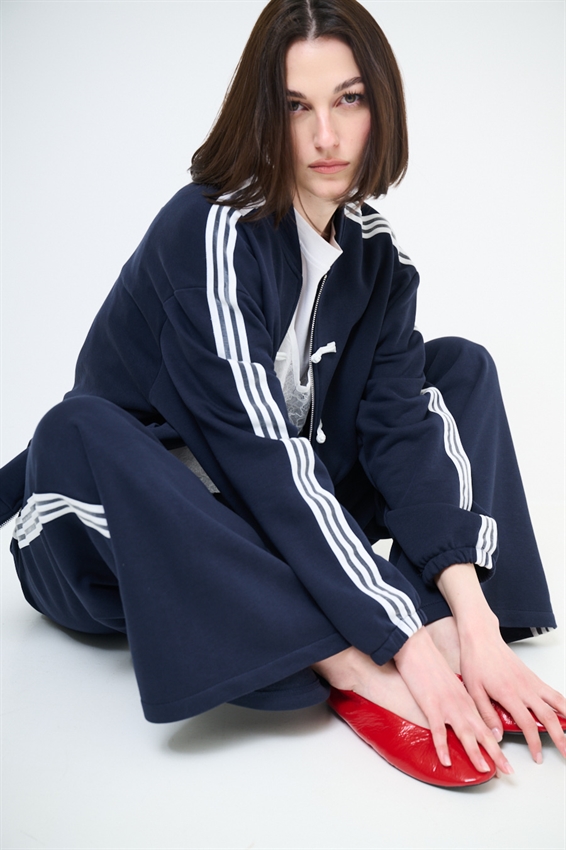 PANTALONE FELPA A PALAZZO CON BANDE