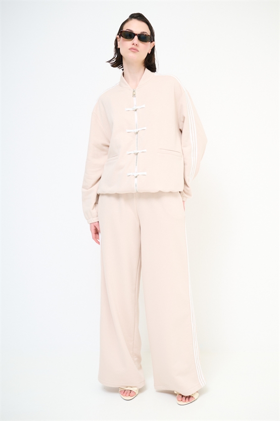 PANTALONE FELPA A PALAZZO CON BANDE