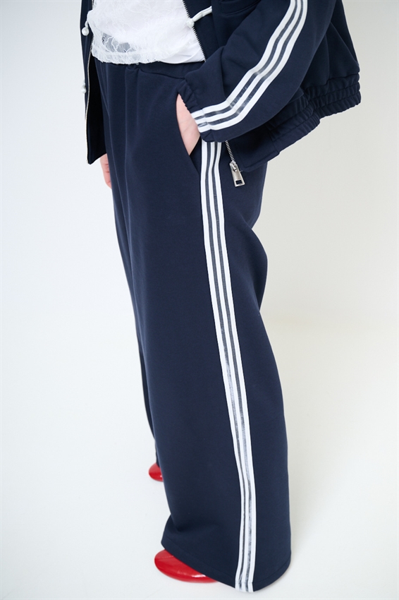 PANTALONE FELPA A PALAZZO CON BANDE