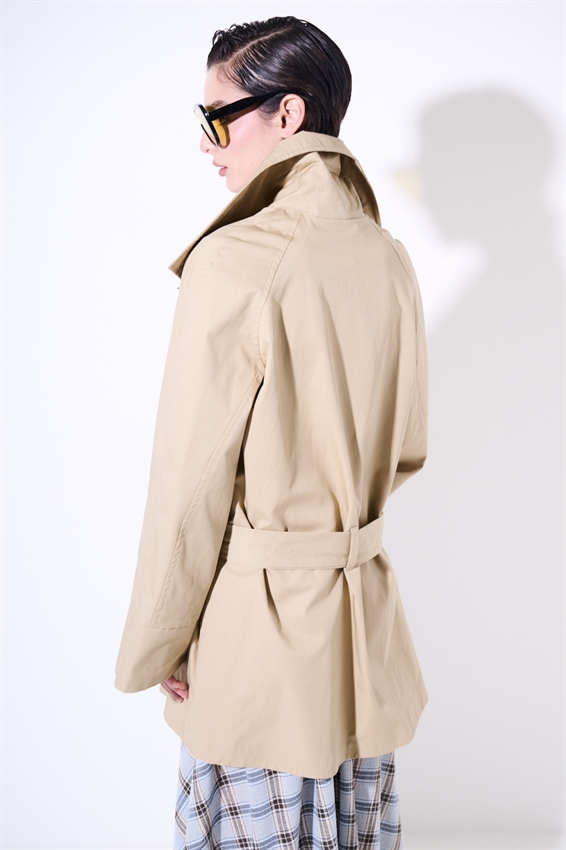 TRENCH MIDI CON COLLO ALTO E CINTURA