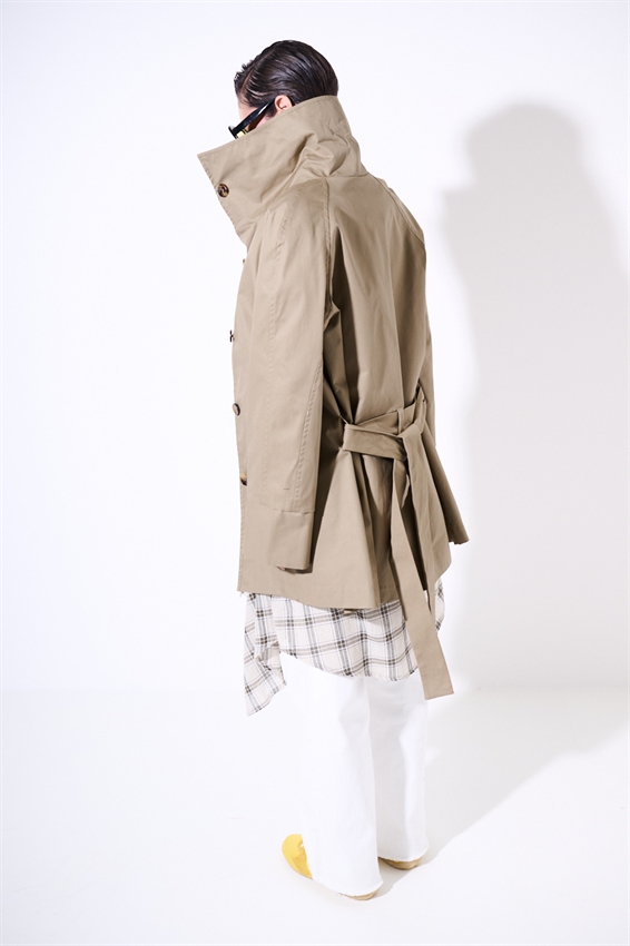 TRENCH MIDI CON COLLO ALTO E CINTURA