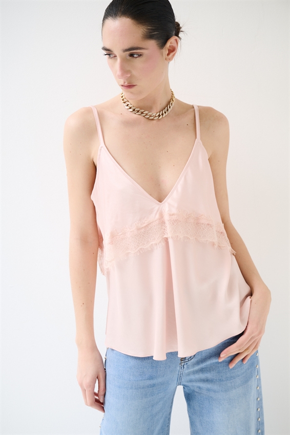 TOP RASO CON INSERTI PIZZO