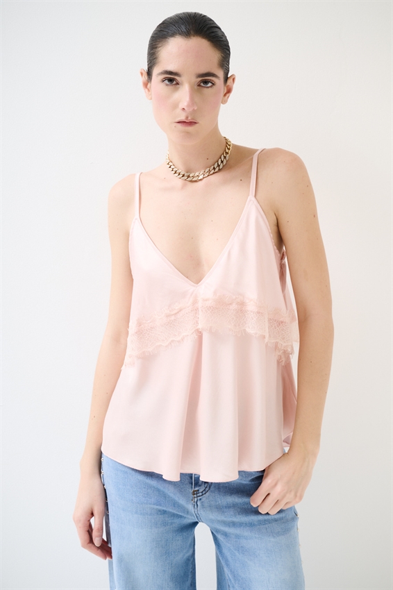 TOP RASO CON INSERTI PIZZO