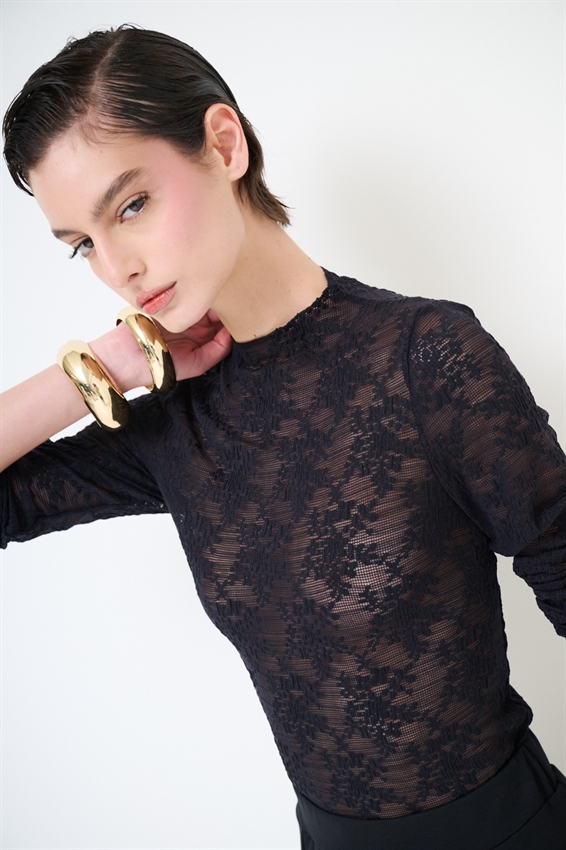 TOP IN PIZZO MANICA LUNGA STRETCH