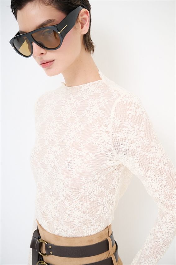 TOP IN PIZZO MANICA LUNGA STRETCH