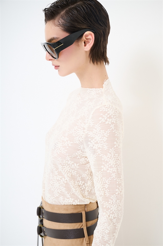 TOP IN PIZZO MANICA LUNGA STRETCH