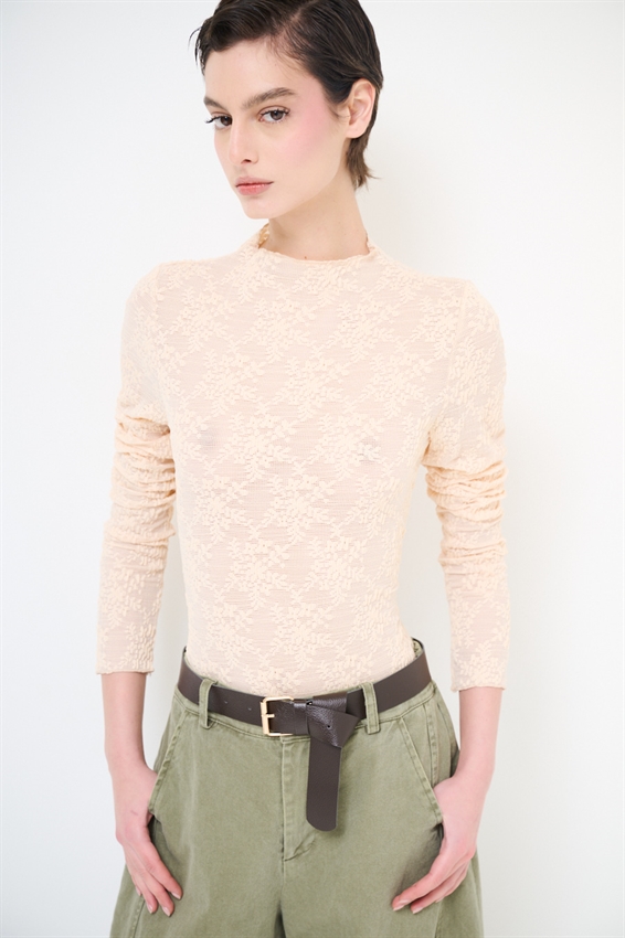 TOP IN PIZZO MANICA LUNGA STRETCH