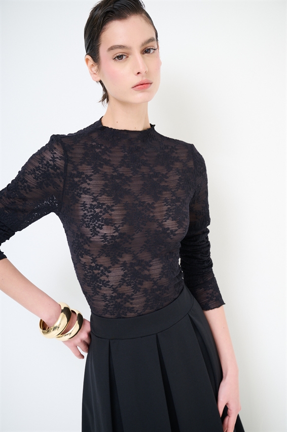 TOP IN PIZZO MANICA LUNGA STRETCH